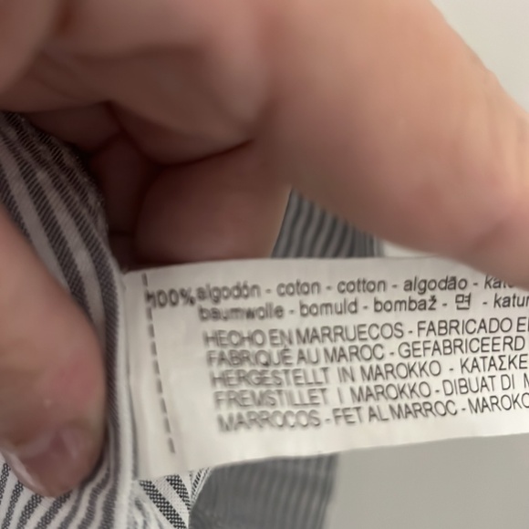 Zara 100% Cotton Blue Striped Long Sleeve Shirt - Picture 3 of 4